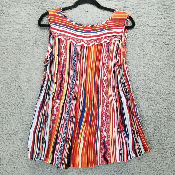 Melissa Paige Shirt Womens Large Multicolor Sleeveless Crinkle Flare Tank Top - Picture 9 of 11